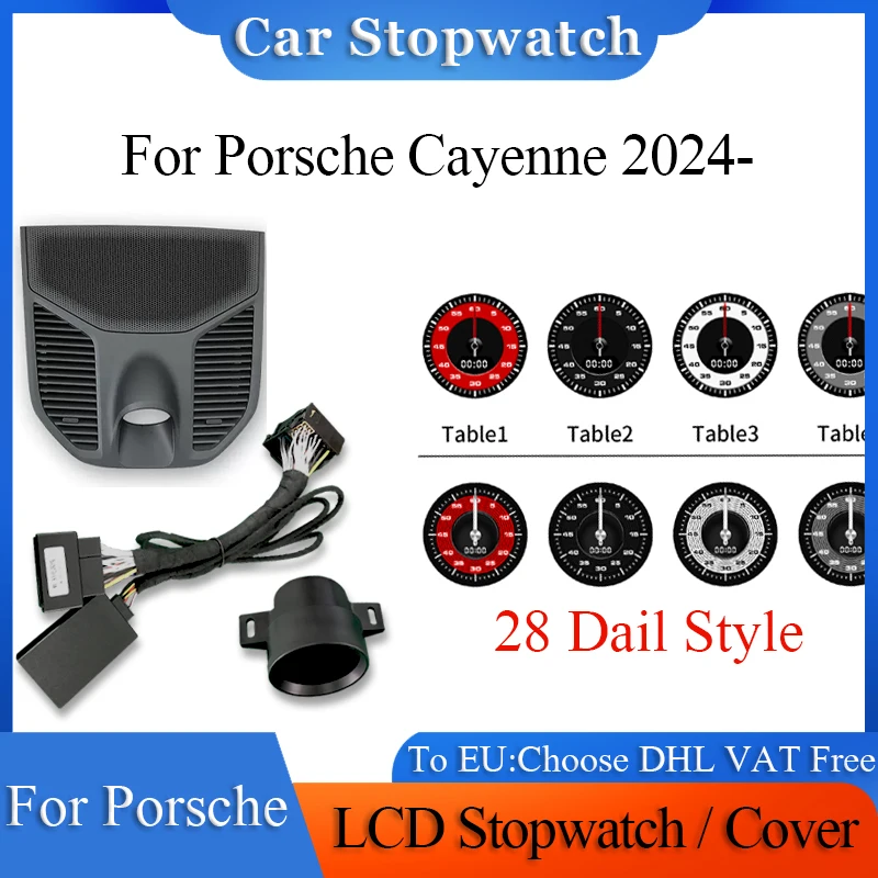 

LCD Stopwatch For Porsche Cayenne 2024 Interior Dashboard Central Chrono Clock Compass Time Electronic Meter Clock Accessional