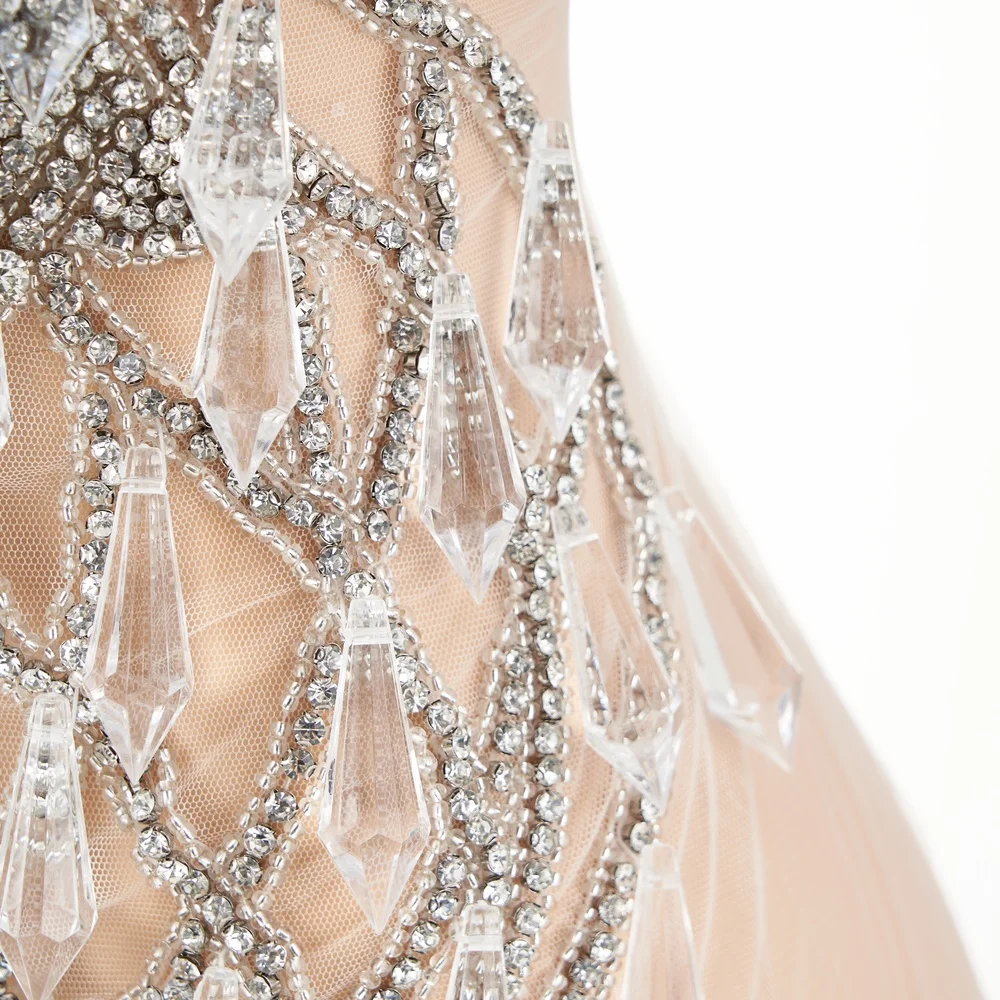Luxury Crystal Rhinestone Applique for Wedding Dress, Handmade Beaded Lace Patch, Bridal Bodice Decoration, Couture Evening Gown view 3