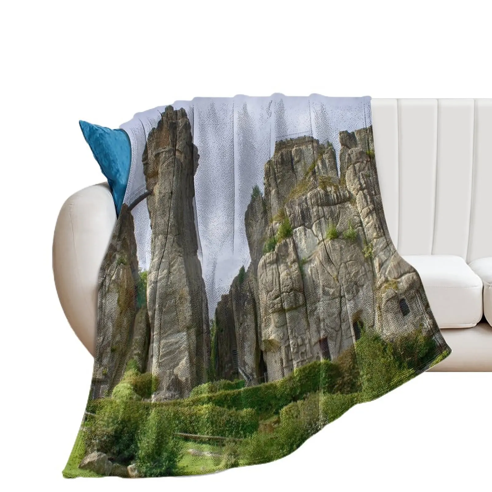 

Externsteine In Teutoburg Forest, Germany Throw Blanket blankets ands Decorative Sofas Bed linens Luxury Blankets