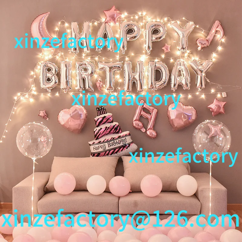 

Customizable Girl Happy Birthday Balloon Decorations Backdrop Wall
