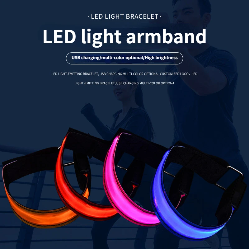 

USB LED Luminous Night Running Cycling Armband Bracelet Night Glow Reflective Safety Belt Outdoor Sports Fluorescent Arm Band