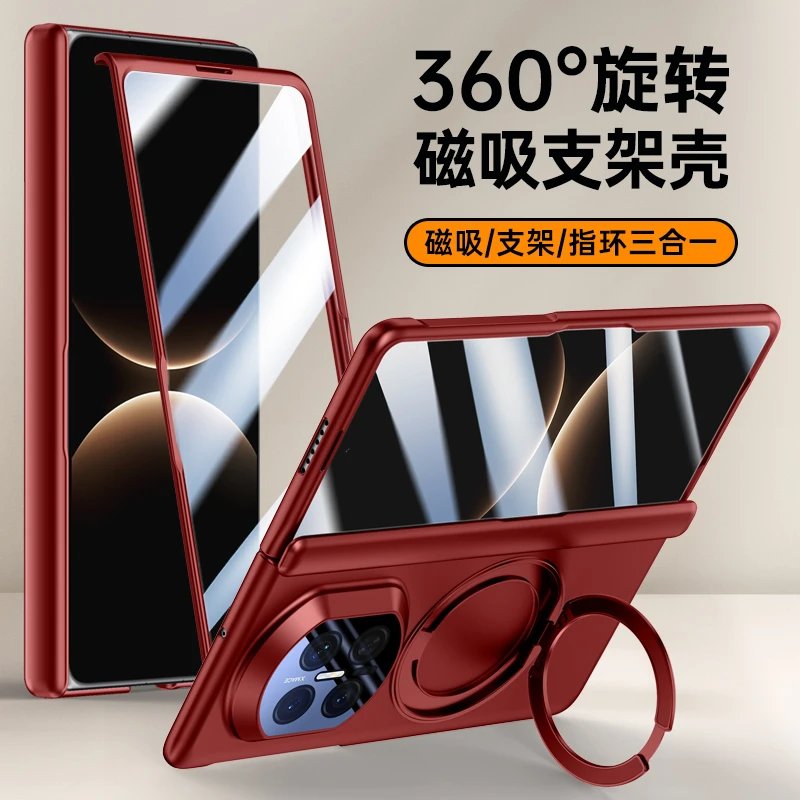 

For Huawei Mate X7 Case Luxury PU Leather Magsafe Ring Stand Magnetic Protective Back Cover case For Mate X7 Full Cover Shell