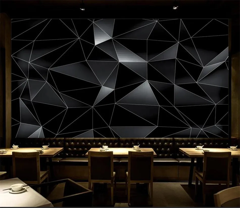 

Custom Modern Abstract 3D Black Geometric Photo Wall Paper Decor Mural Wallpaper modern wallpaper for living room