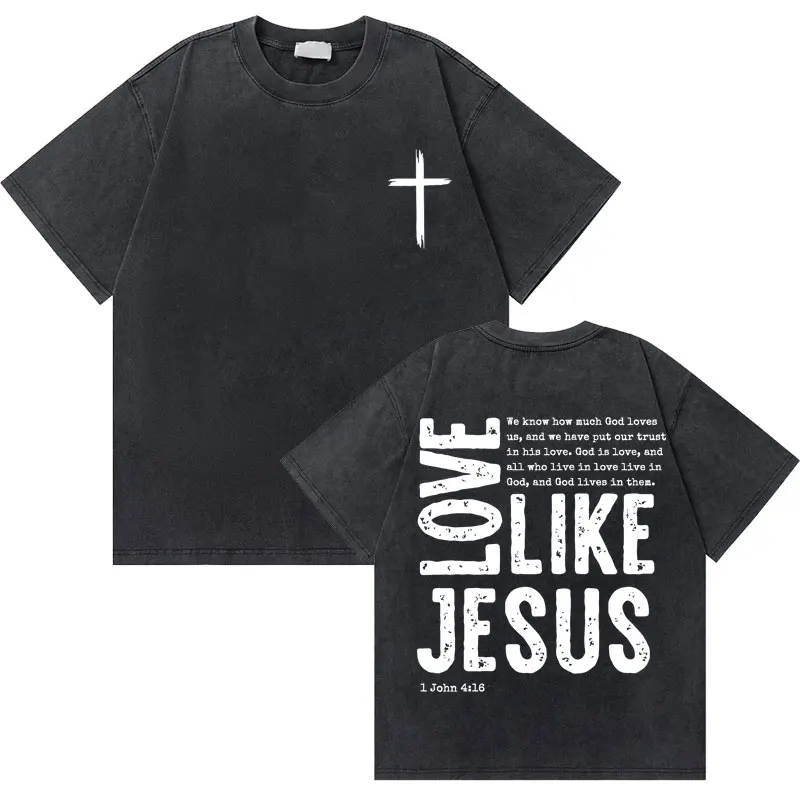 Washed Unisex Vintage Christian Jesus Good News God Loves You Bible Verses Graphic Ladies Fashion Casual Extra Large T-Shirt