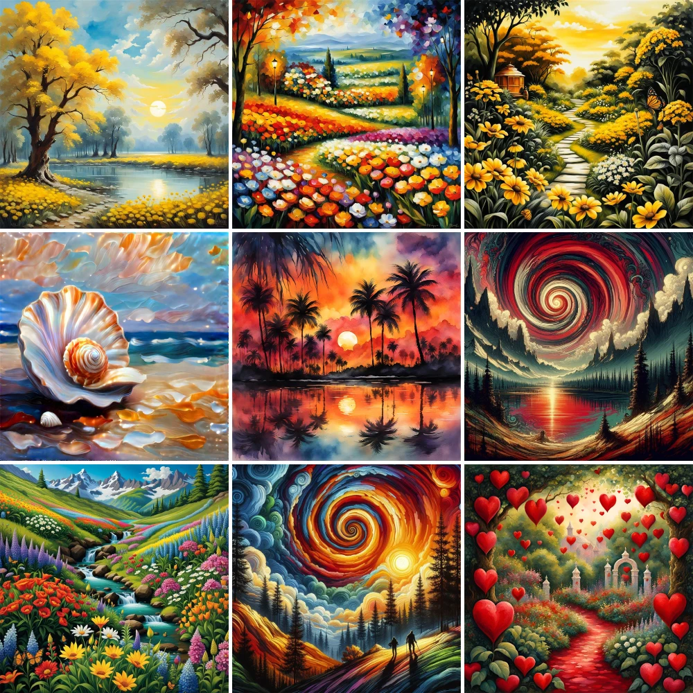

Landscape Fantasy Nature Printed Canvas Cross Stitch Set DIY Embroidery Knitting Handmade Craft Hobby Magic Needle Promotions