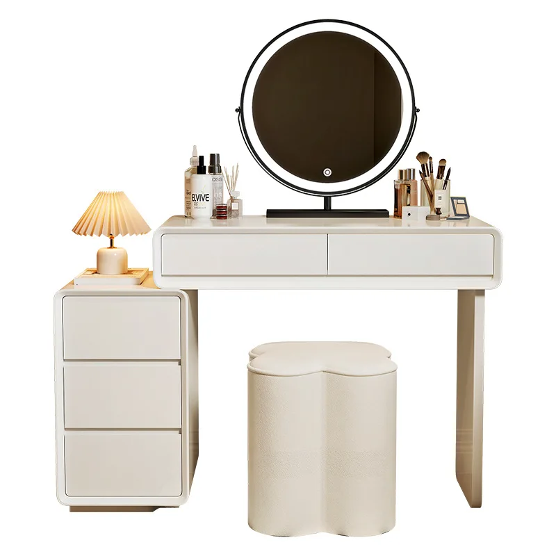 

Solid wood paint dresser 2025 new small apartment makeup table cream style bedroom simple modern chest