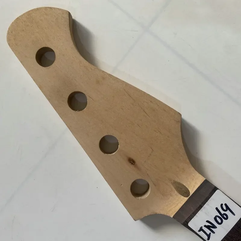 IN069 4 String Mini Electric Bass Neck 19 Frets Maple+Rosewood for DIY Replace Unfinished Right Hand Surface Damage Custom Order