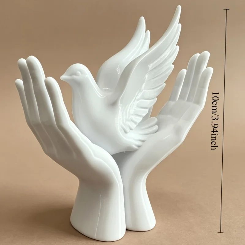 1-Piece Peace Hand Statue with Dove Design, 3D Printed Popular Ornament Featuring Hands Holding a Peace Dove, Multifunctional Bird Ornament with Interesting Design and Minimalist Art view 6