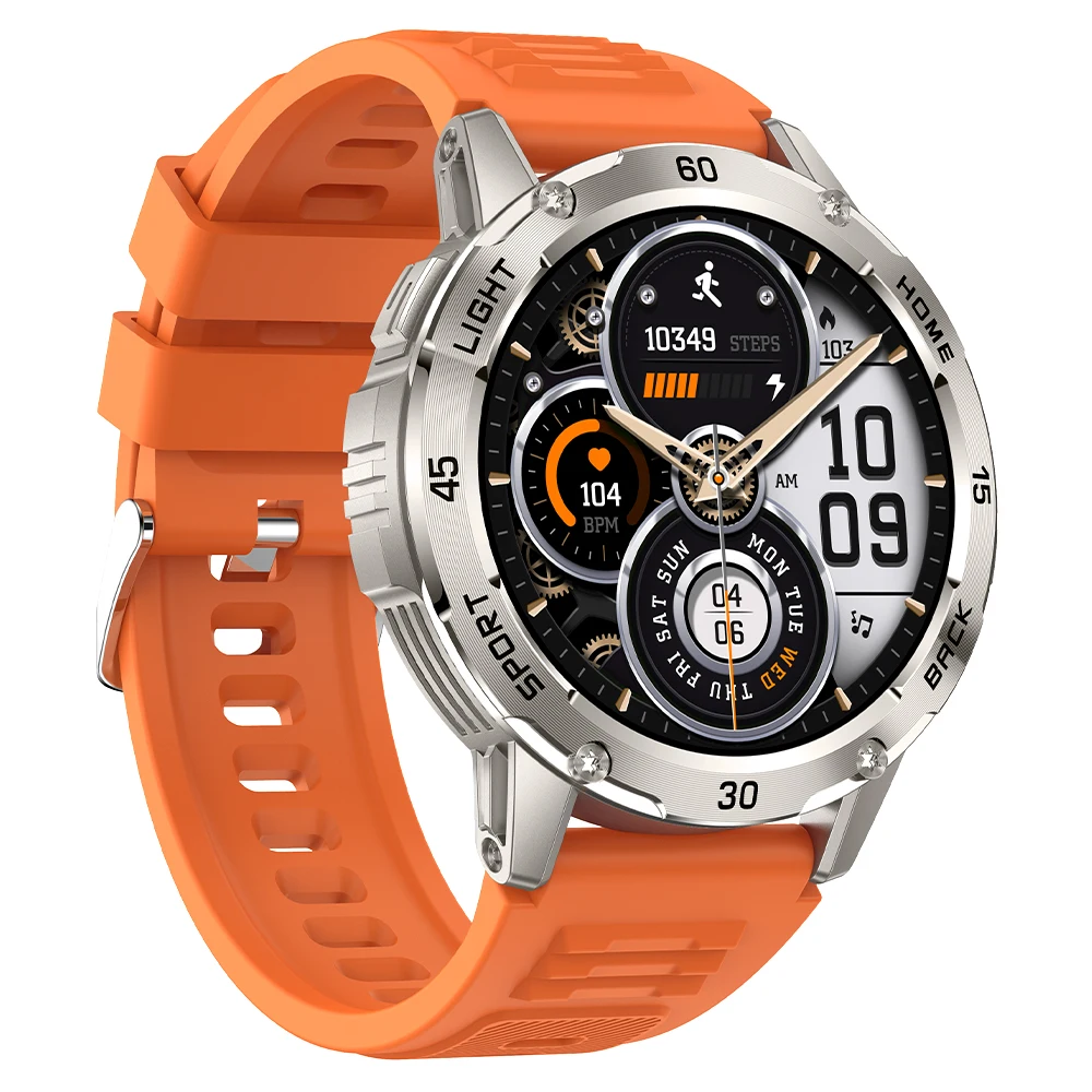 BlitzWolf BW-AT7 1,53 Zoll integrierte Taschenlampe Bluetooth Anruf Herzfrequenz Blutmonitor Schlafüberwachung Smartwatches für Männer