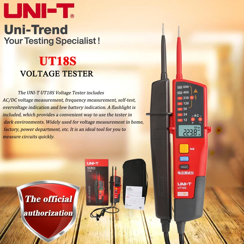 

UNI-T 0mV~690V AC/DC Voltmeter Measuring Instrument UT18S;Frequency measurement/Self-test/Polarity test