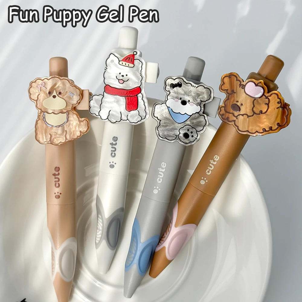 

4 упаковки, гелевая ручка для коррекции осанки забавного щенка, карманная ручка с зажимом 0,5 мм для школьного офиса, письма