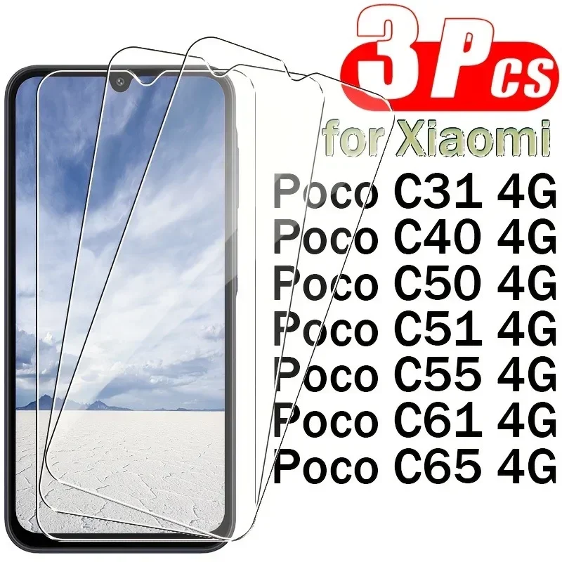 

3Pcs Full Cover Screen Protector Film for Xiaomi For POCO C65 C61 C50 C51 C55 C31 C40 Tempered Glass For XiaoPoco C75 Glass Film