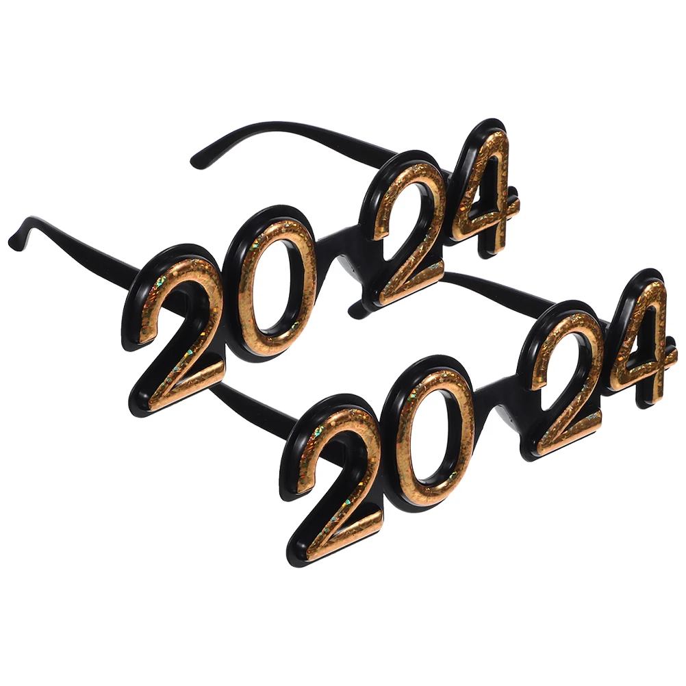

2Pcs Unique 2024 Party Glasses Eyewear Photo Booth Props New Year Party Supplies Funny Props 2024 Eyeglasses Number Glasses