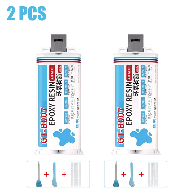 1/2/3PCS Transparenter Epoxidharz-AB-Kleber, schnell haftender Klebstoff zum Schweißen von Metall, Kunststoff, Keramik, Glas, Gummi, Holz, Stein, Schmuck