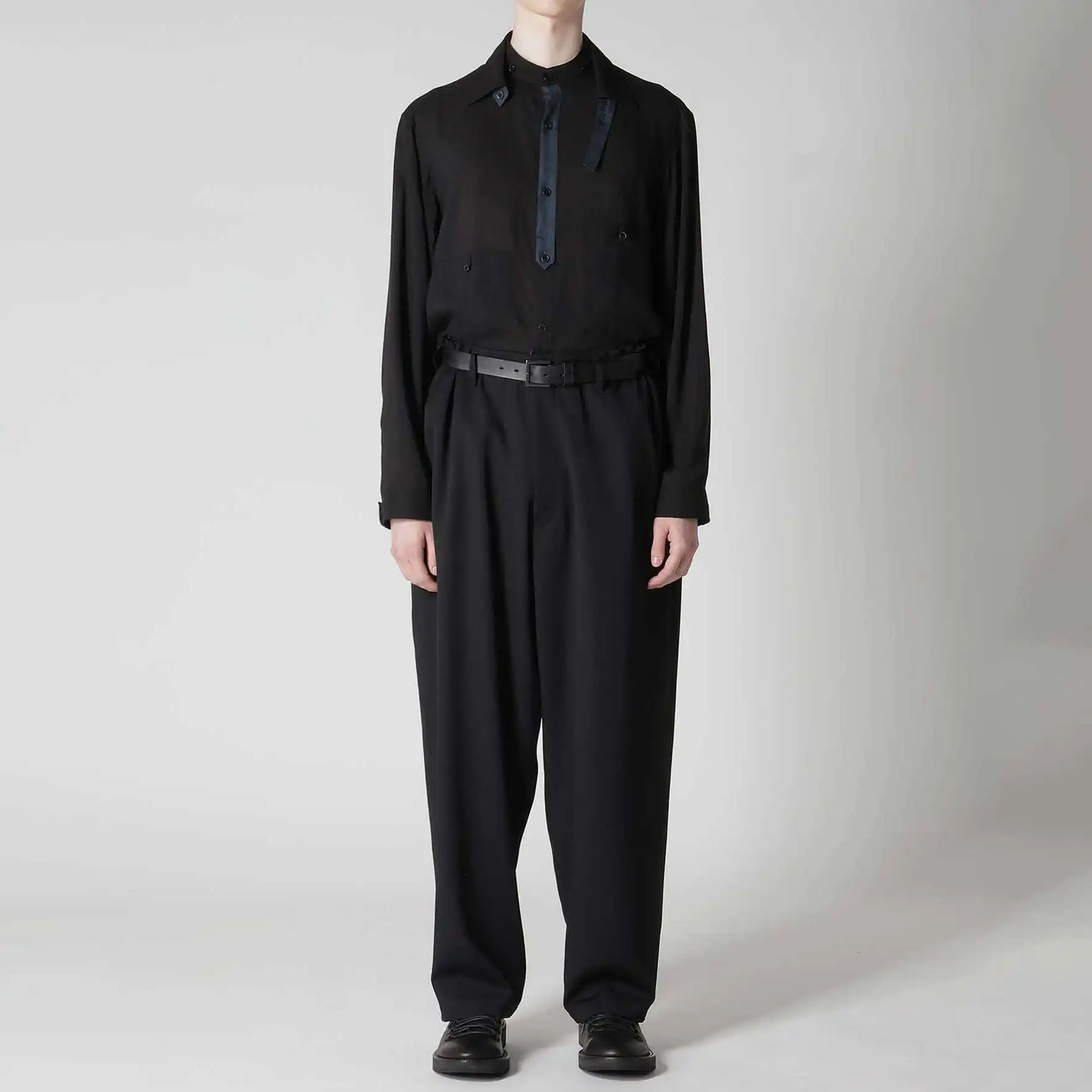 

YOJI OOAK original design solid color loose commuting pants straight leg versatile casual pants men's wool pants