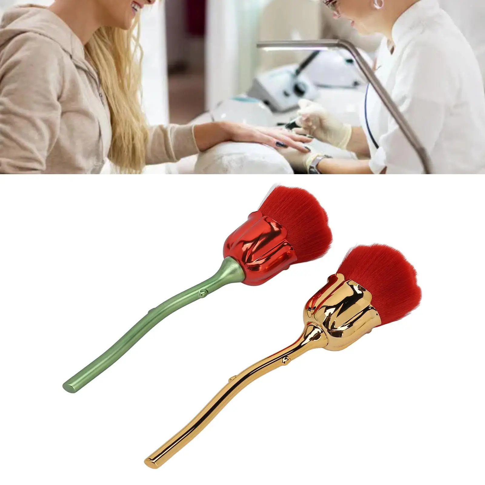 Brosse de nettoyage d'ongles Rose polyvalente, brosse épaisse de dépoussiérage avec poignée ergonomique élastique pour Nail Art