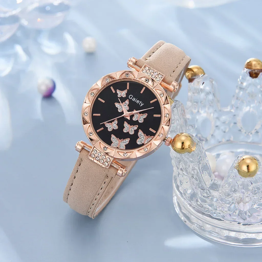 Women Watch Ring Necklace Earrings Bracelet Set Watches Butterfly Leather Strap ladies watch relogios feminino reloj mujer