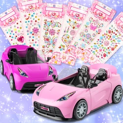 Doll Sports Car Model - Fits 11.5 Inch Doll Accessories - DIY Gem Sticker Princess Doll House -2 Seater Convertible