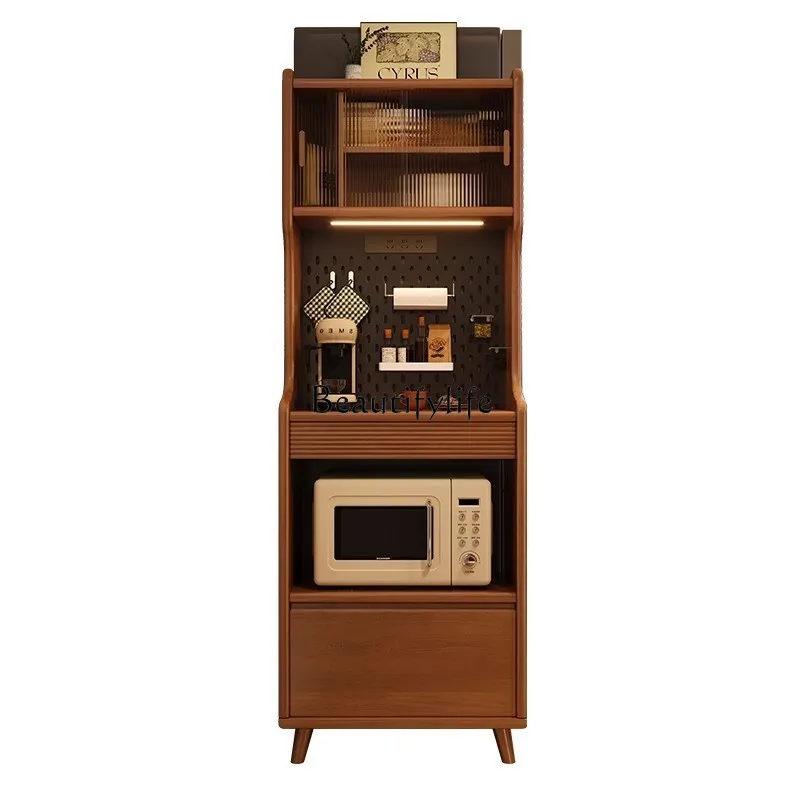 

*Solid wood dining side coffee cabinet small apartment kitchen integrated wall storage household storage narrow tea cabinet