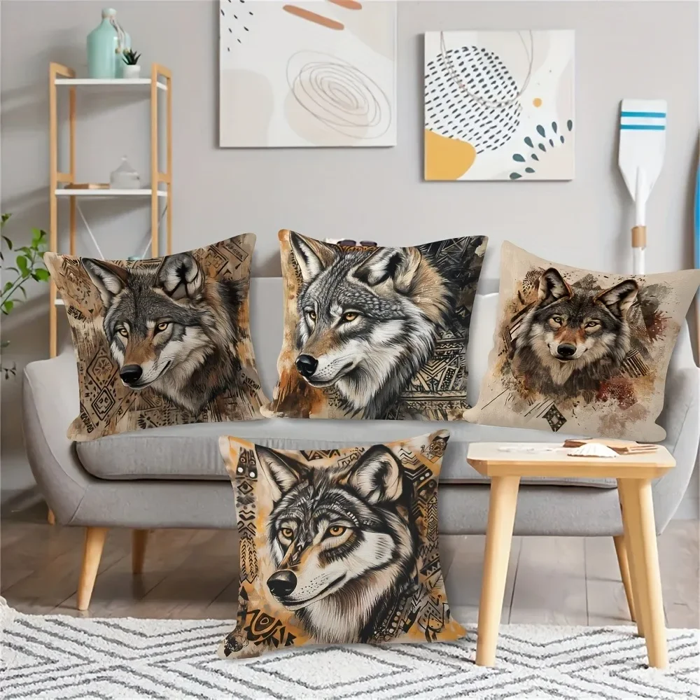 

Летняя наволочка с головой животного в этническом стиле, 2D двухсторонний принт, без вышивки, без кисточек, Пасхальный весенний домашний декор, диван, Cushio