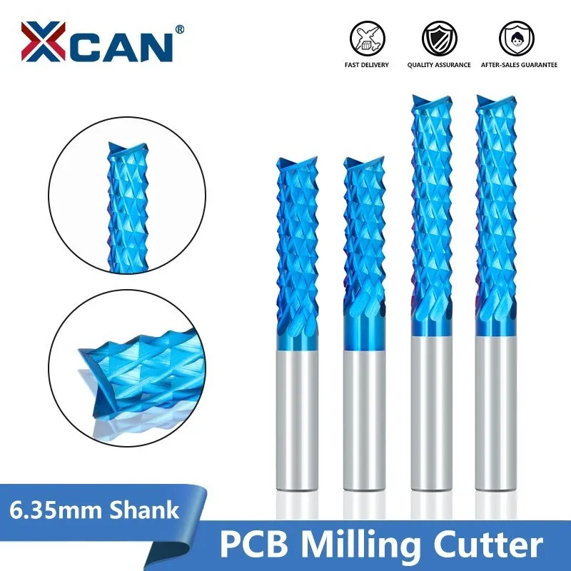 

XCAN PCB Milling Cutter 1/4"Shank Carbide Corn End Mill Nano Blue Coated Milling Bit for Wood Plastic Cutter CNC Milling Tool