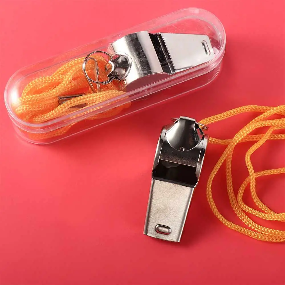 1 PCS Professional Referee Whistles Wear Resistant Durable Stainless Steel Whistles With Rope Portable Compact Sport Whistle