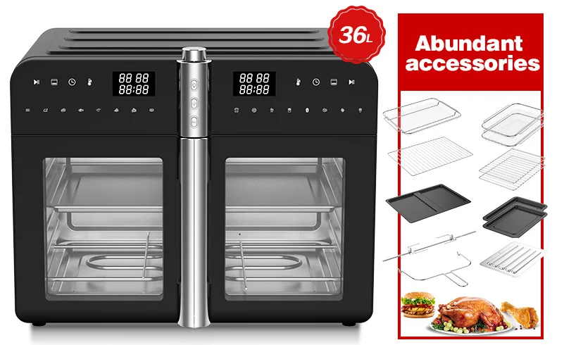 36L Smart Air Fryer Oven 16-in-1 Digital Air Fryers Visible Cooking Window Combo Cooker with 8 Accessories