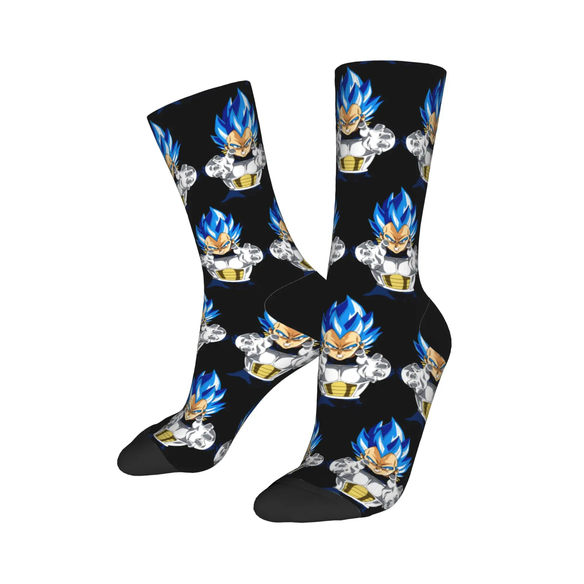 Crazy Design Vegeta Ascended Super Saiyan Blue Football Socks Dbz Dragon Ball Polyester Middle Tube Socks Sweat Absorbing