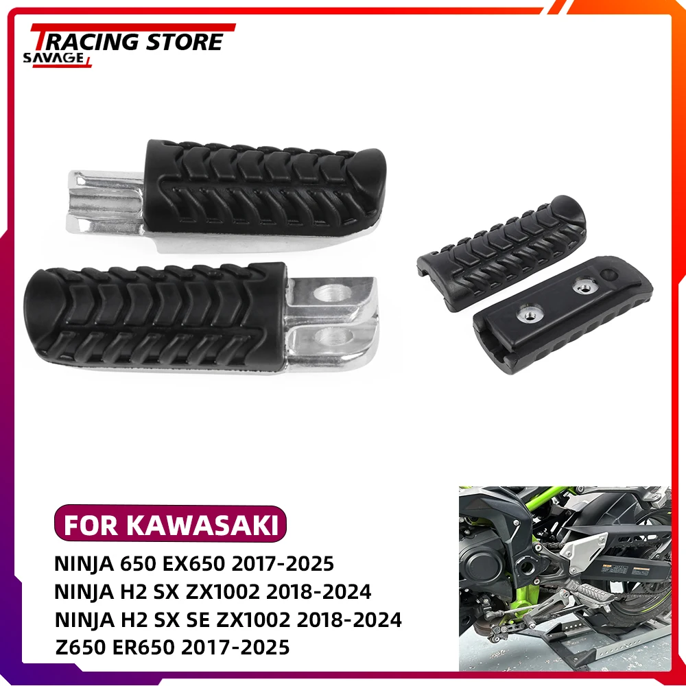 For Kawasaki Z650 Z650RS ER650 Z900 ZR900 Ninja 650 EX650 H2 ZX1002 Versys-X 300 KLE300 250 KLE250 Front Footpegs Footest Pedal