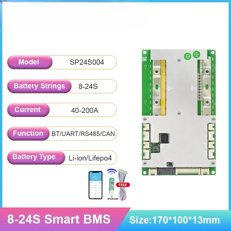 AIS India NEW BMS 40a-200a 8S-24S Smart Lithium Battery Bms UART/BT/RS485/CAN/LCD Display Lifepo4 16s 48v Smart Bms For EV