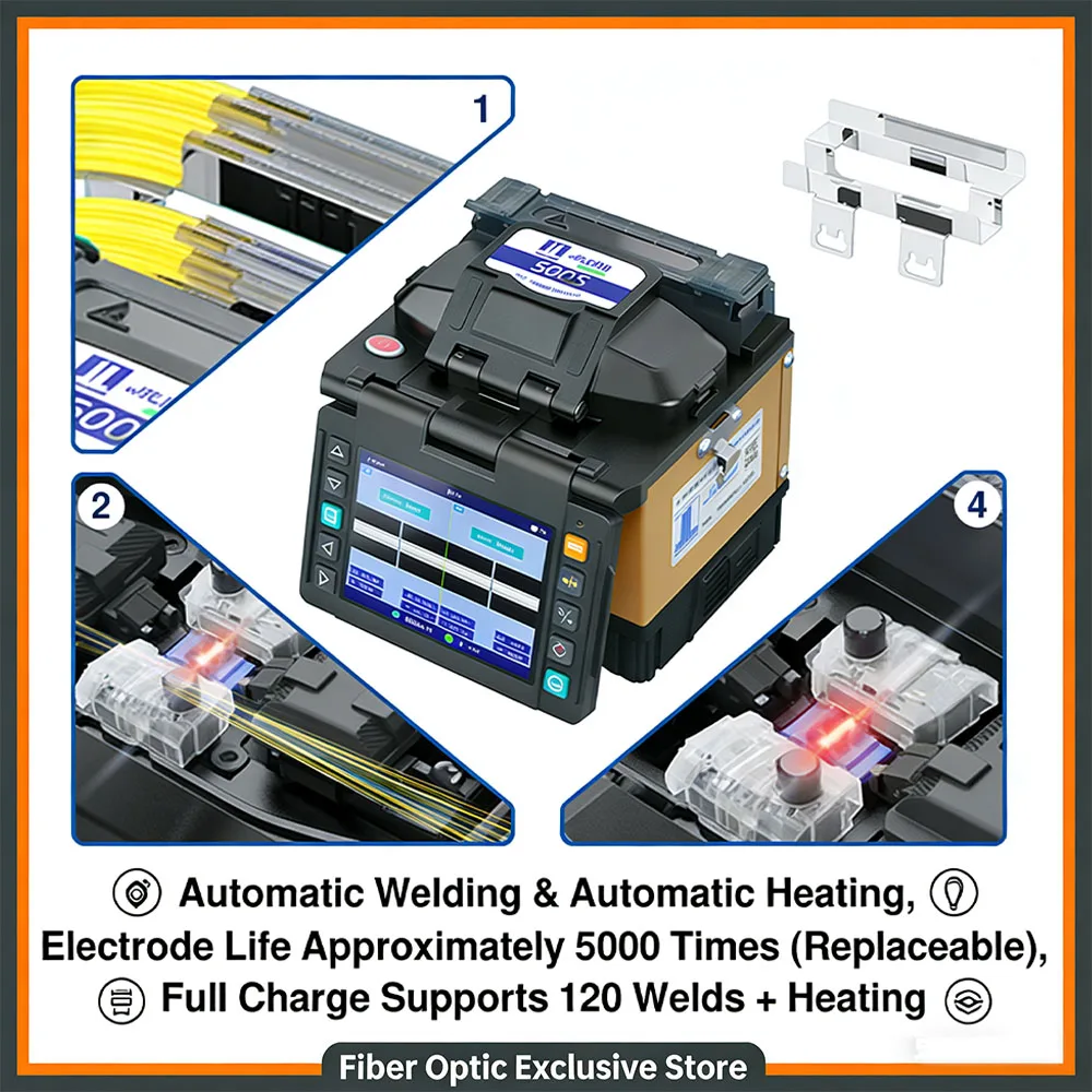 

Jilong 500E Mini Fiber Fusion Splicer with 8S fully automatic welding Multi-language Portable Splicing Device for Optic Cable