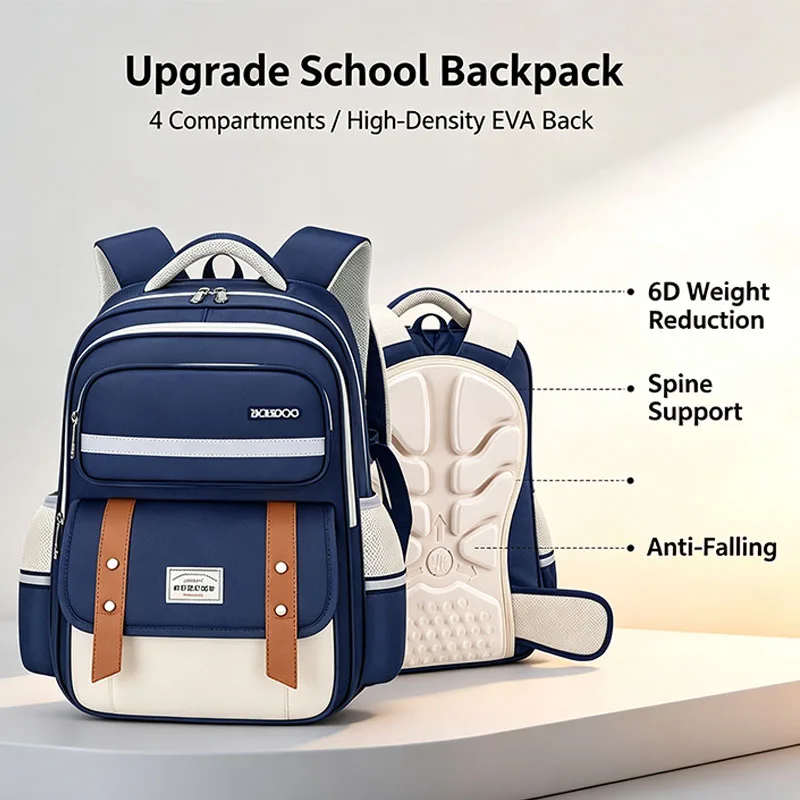 Trendy Student Backpack Unisex Lightweight Large Capacity Ergonomic Spine Protection Reduces Shoulder Burden Durable School Bag