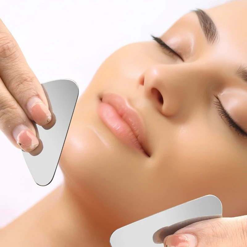 Grattoir Gua Sha en acier inoxydable, nettoyage des follicules pileux, grattoir à points noirs, masseur pour les soins de la peau du visage, masseur de visage, planche, 1 pièce