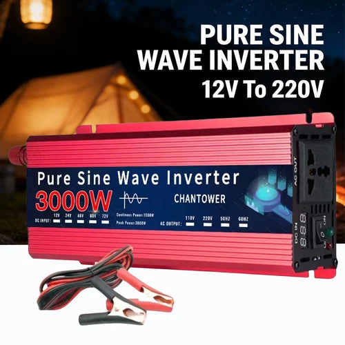 Inversor de onda sinusoidal pura 12V 220V 24V 110V 1600W 3000W CC a CA convertidor de energía portátil inversor Solar para coche