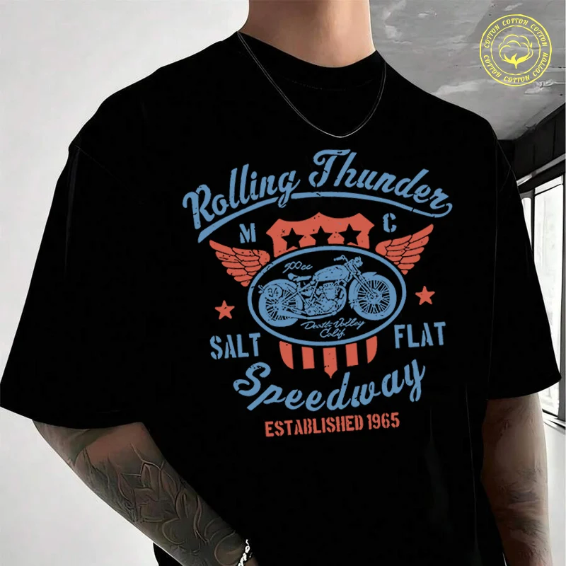

Men Clothing New Best Of Motorcycle Rolling Thunder Moto T-Shirt Cotton Short Sleeve Summer Men Tees
