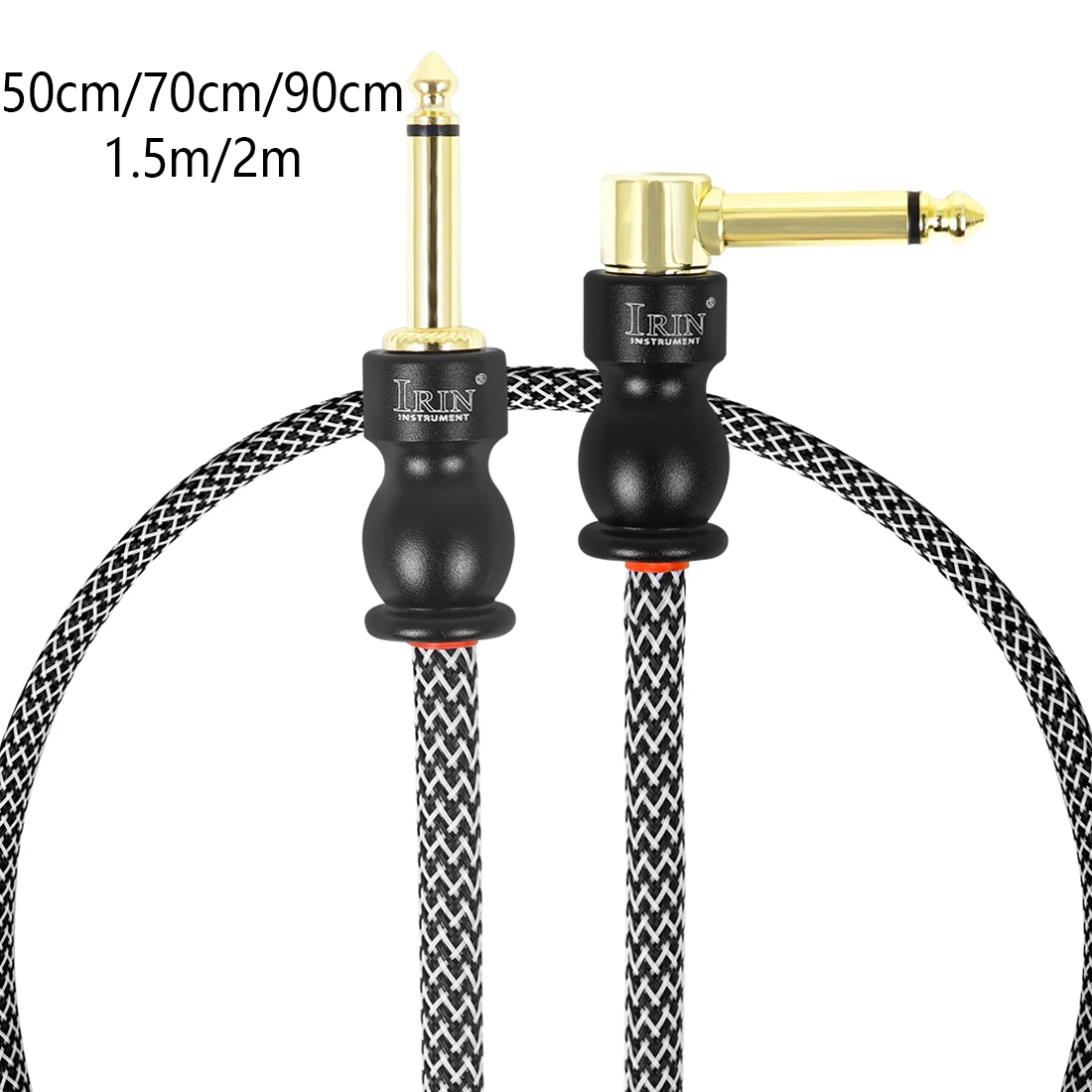 Cables de Guitarra eléctrica IRIN, amplificadores de altavoces, 50/70/90cm, 1,5 m/2m, Cables de conexión trenzados L/S 6,35mm, piezas de Guitarra eléctrica