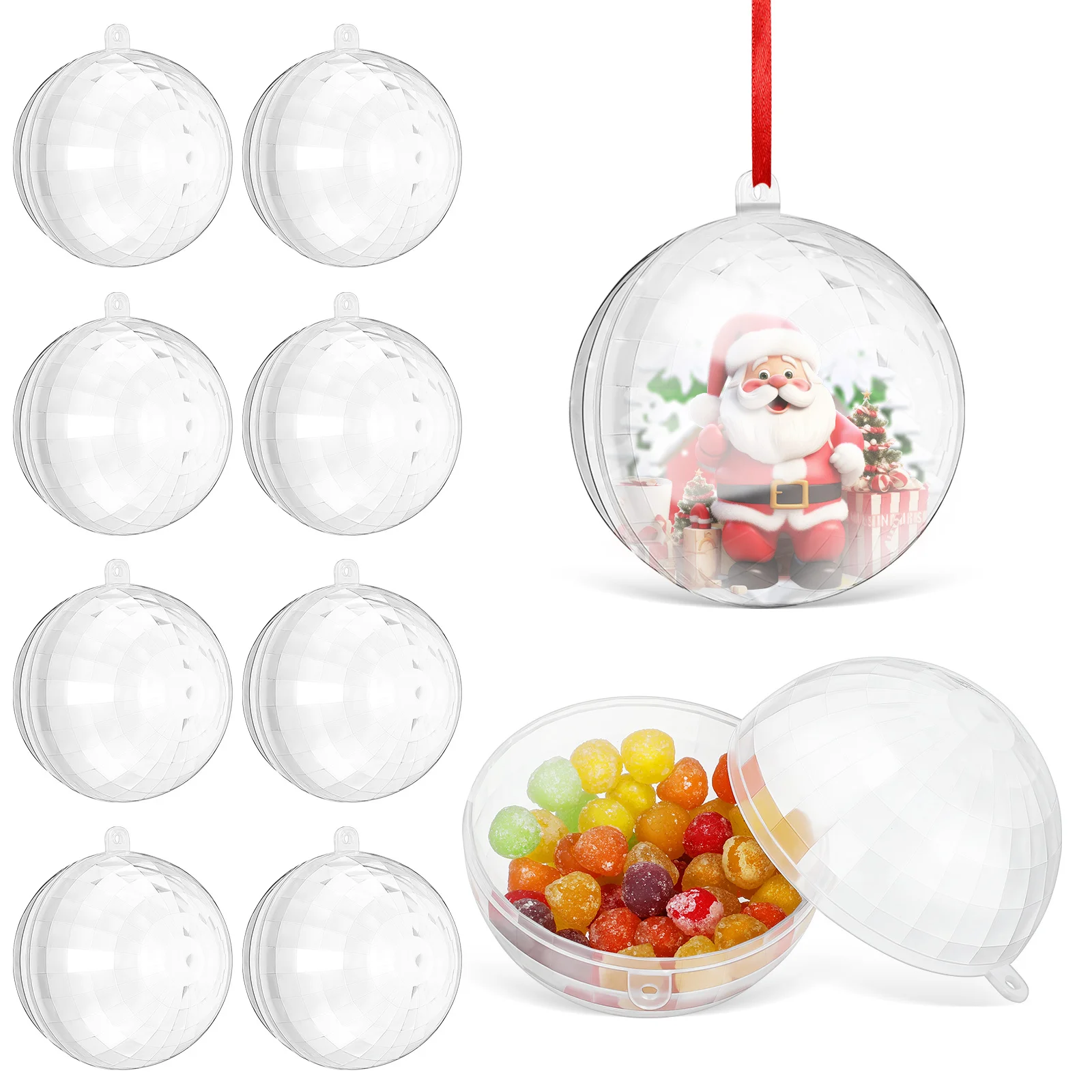 

10Pcs Clear Acrylic Candy Containers for Party Favors Sturdy Transparent Snowball Chocolate Holder Disco Ball Centerpieces