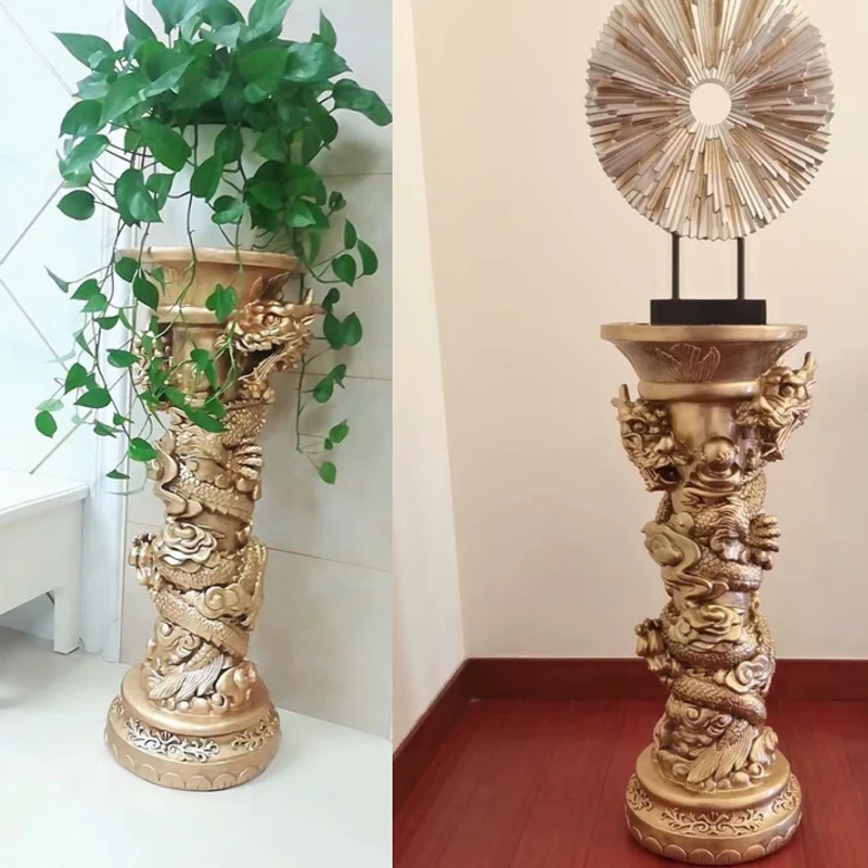 Roman pillar flower stand ornament European style living room creative hotel villa company decoration floor dill flower pot stan