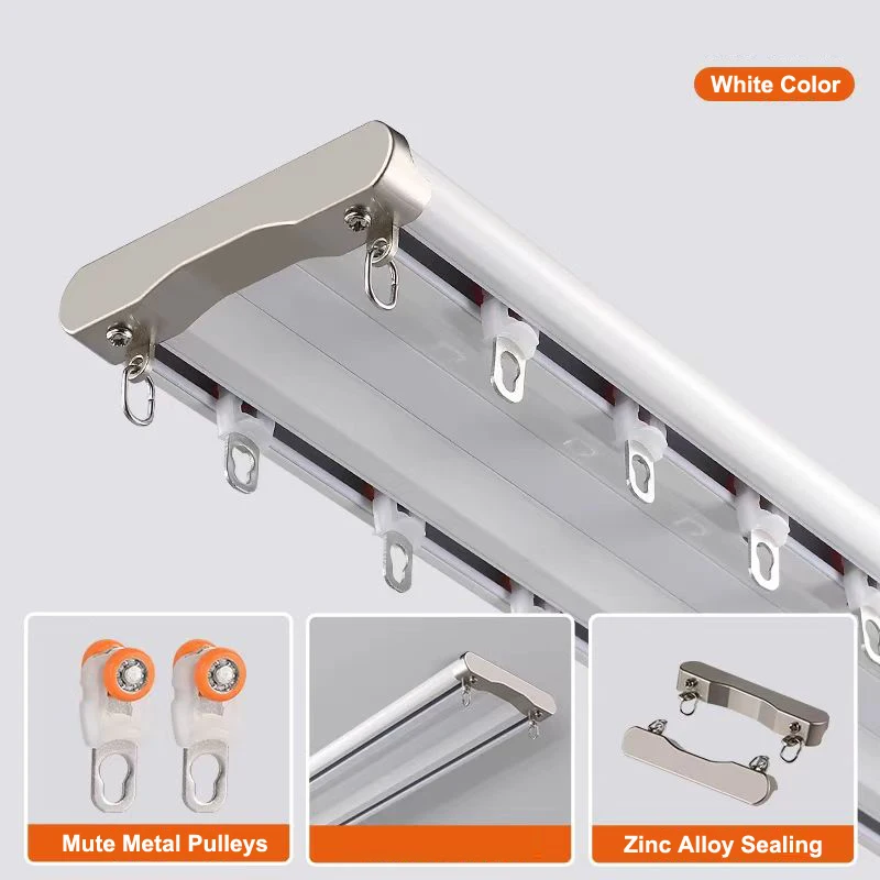 European Luxurious Thick Unique Double Rails Design Straight Curtain Track Ceiling Installation Come With Metal Pulleys