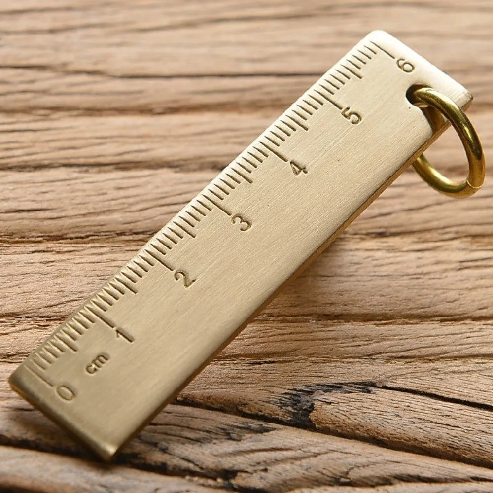 Stainless Steel Mini Measuring Ruler Anti-Loss Design Pendant Ornament Keychain Measuring Tool Multi-Functional Backpack Charm
