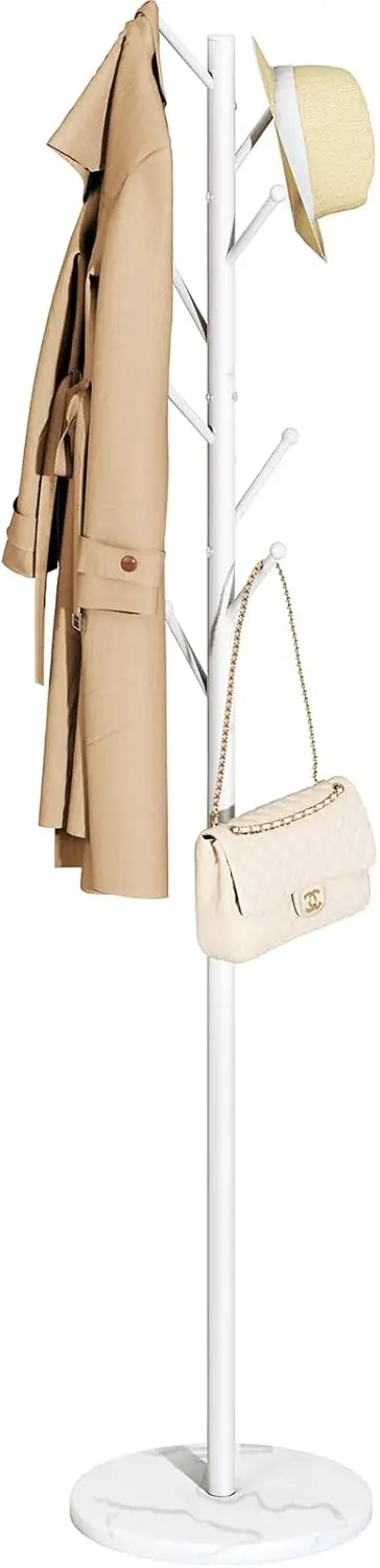 

Напольная вешалка для одежды с основанием из натурального мрамора - вешалка-стойка с 8 крючками, сверхпрочная металлическая вешалка для одежды, размер S