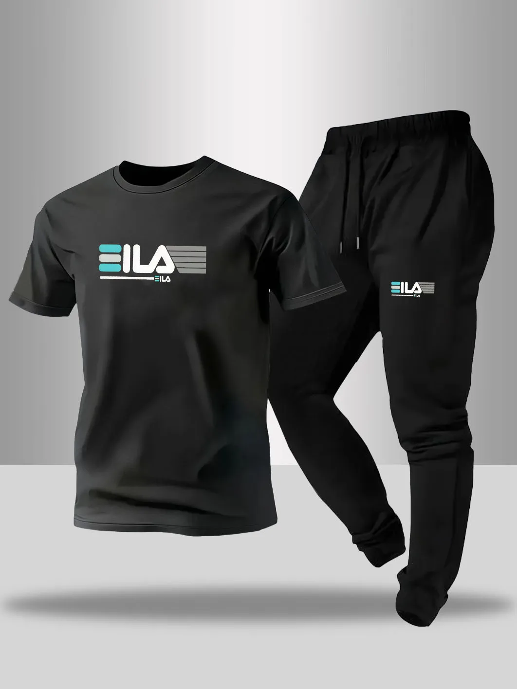 

Men's Spring/Summer Home Outdoor Comfort T-shirt Set Printed Men's Sports T-shirt+Pants City Leisure Sportswear