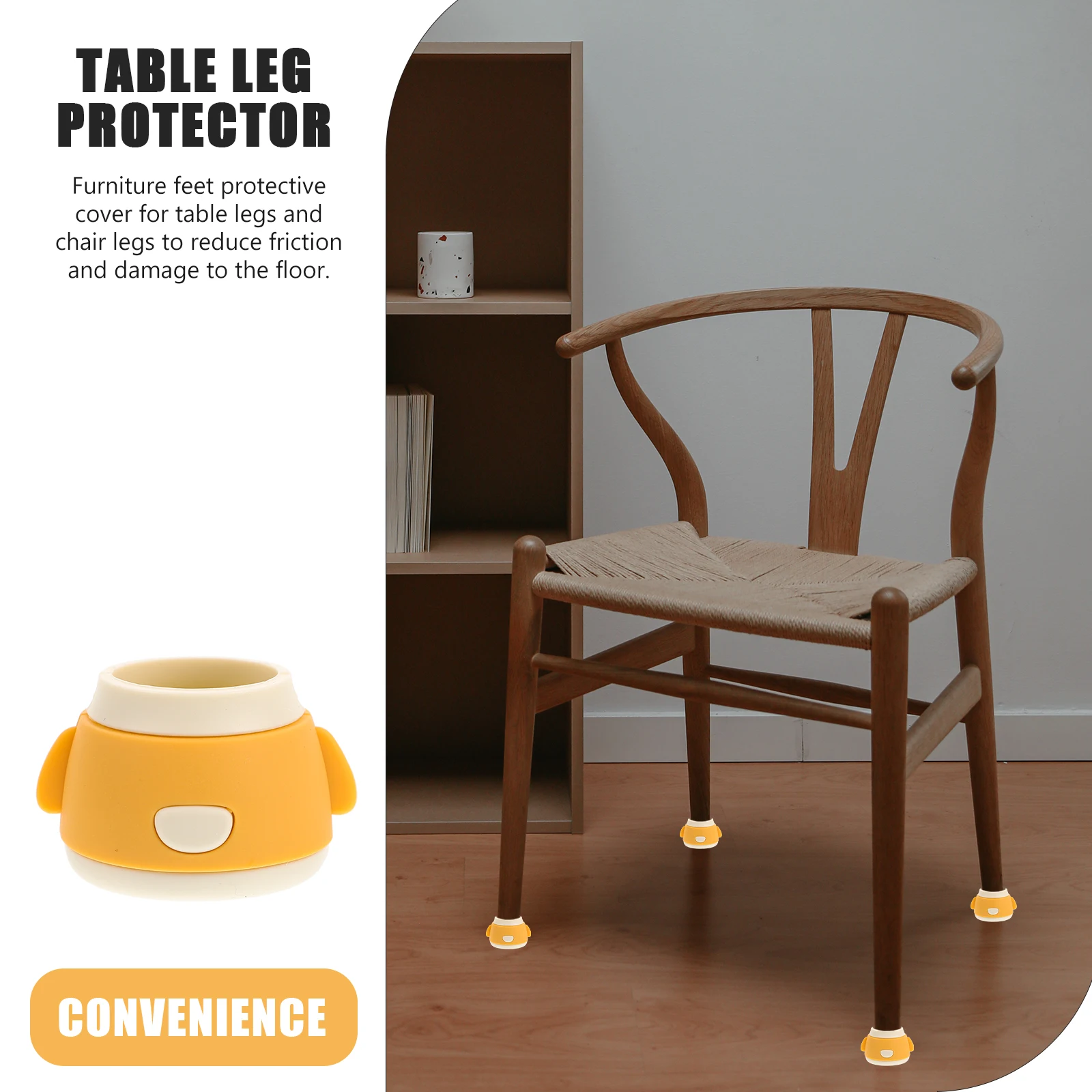4pcs Silicone Table Leg Protectors Chair Feet Covers Furniture Sliders Yellow AntiSlip Waterproof Pads for Carpet Table leg