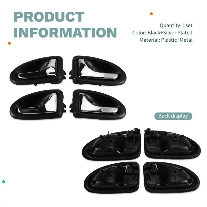 Chrome Front Rear Inner Door Handles Set Of 4Pcs For Clio Ii Megane Scenic 96-03 8200915598 8200915599 7700432707 7700432708