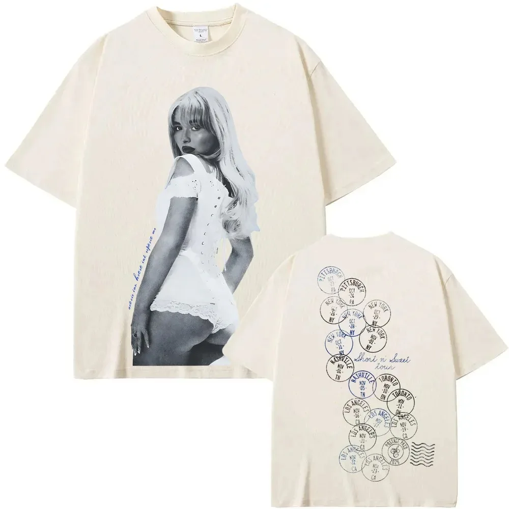 

Adore Me Residency Global Tour Mercah T-Shirt Sabrina Carpenter's Same Style Tee Round Neck High Quality Cotton Oversized Tops