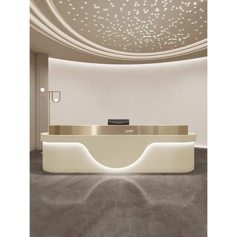 Simple modern beauty salon checkout page Stainless steel clothing store bar