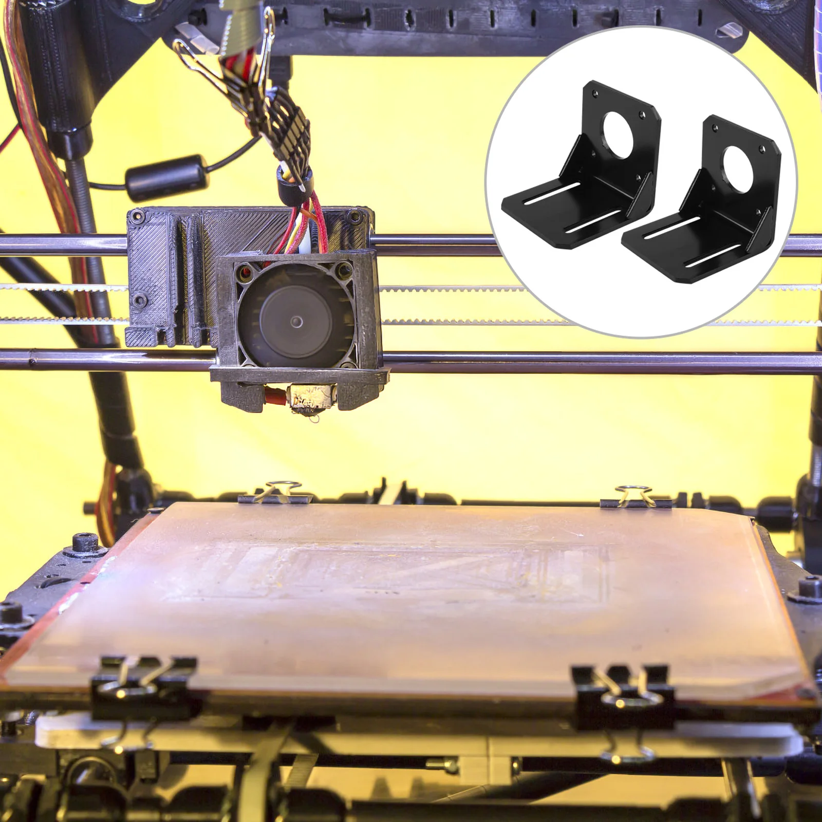 

2pcs Stepper Motor Mounting Bracket For 3D Printer High Precision Black Durable Support Replacement Accessory Holder