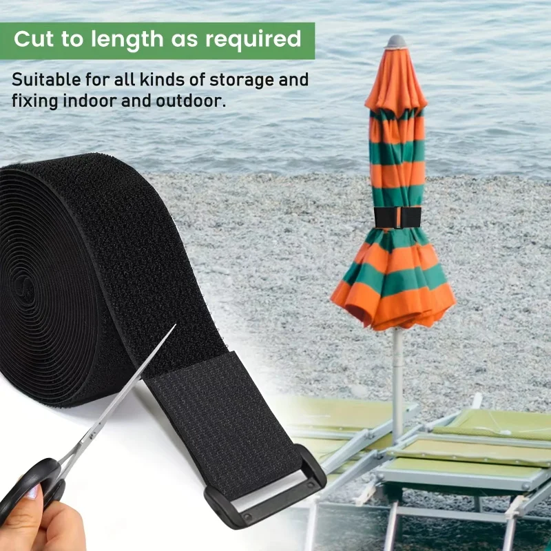 أشرطة كابل شديدة التحمل مع أبازيم خطاف أسود وأشرطة حلقة أربطة كابل قابلة لإعادة الاستخدام للمنظم أو التخزين بعرض 5 سم #4