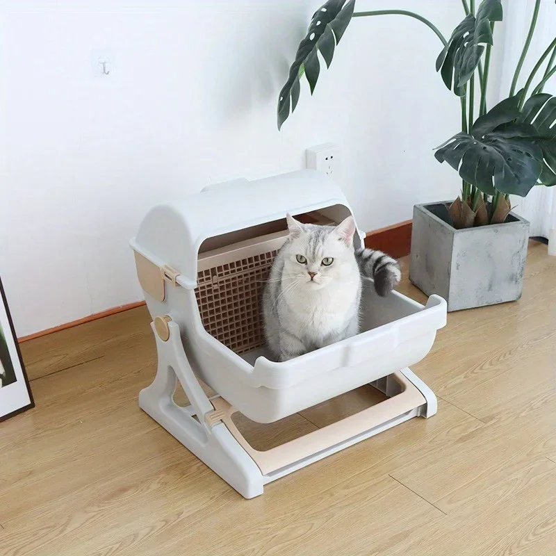 

Pet Semi-Automatic Quick Cleaning Cat Litter Box Luxury Cat Toiletraining Kit Sandbox Bedding Bedpans Pet Mascotas Kitten Litter