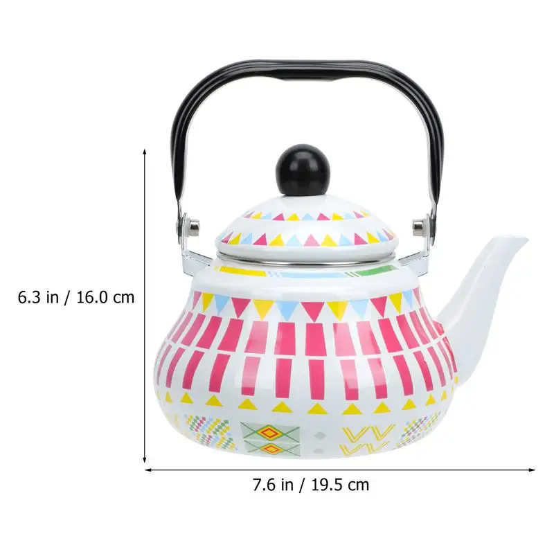 Household Enamel Kettle Decorative Enamel Teapot Water Boiling Kettle Teakettle Large Capacity 1.5L